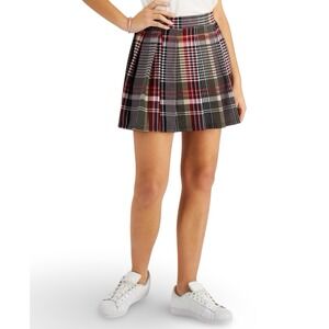 Just Polly Plaid Pleated Pull On Skater Skirt Size Medium Preppy Street Circle